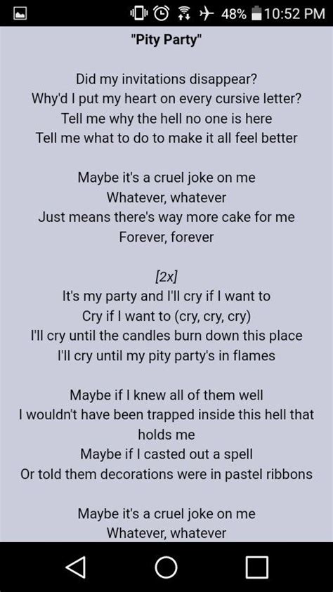 pity party lyrics